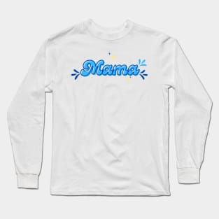 Mama in Blue Retro Style Long Sleeve T-Shirt
